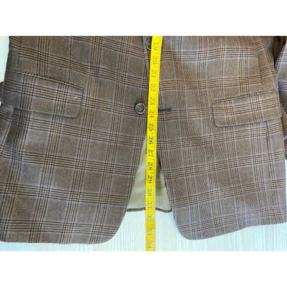 Burberry London Blazar Coat Men's Size 40R Brown Plaid Long Sleeve Front Button - Picture 10 of 11